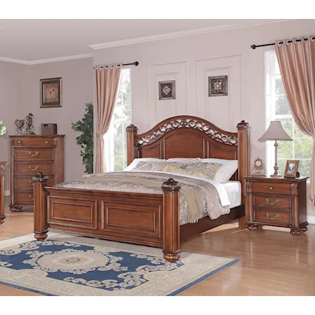 Traditional King Poster 3-Piece Bedroom Set